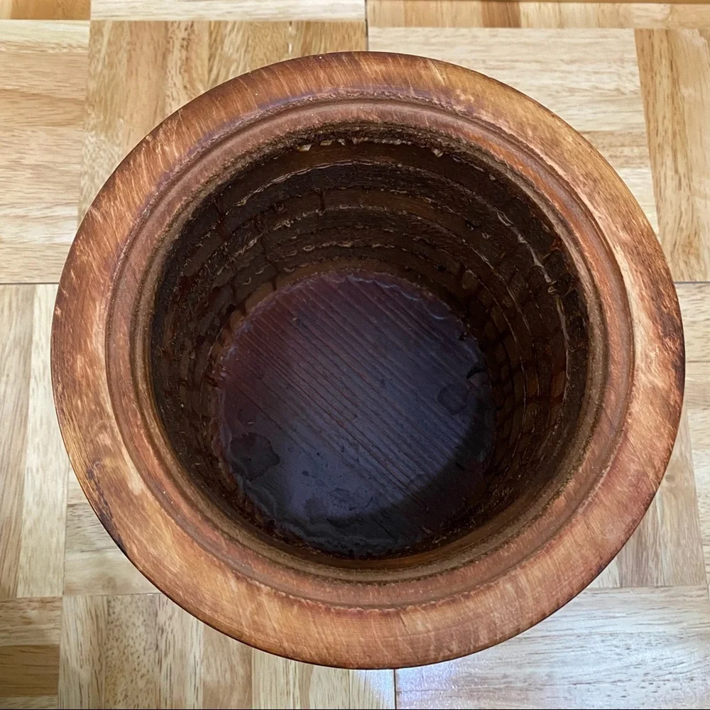 Vintage Baribocraft Teak & Maple Wood Ice Bucket Made in Canada NO Liner